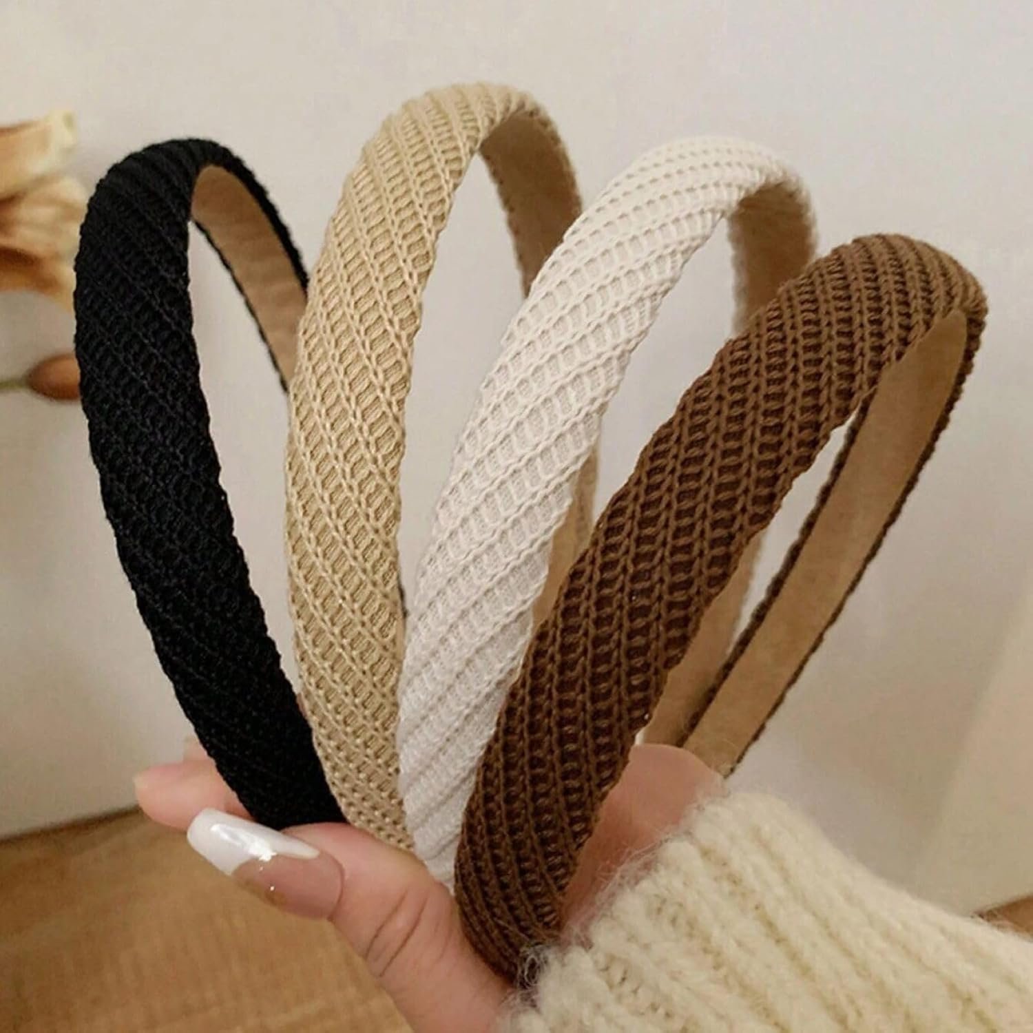 Headbands for Women Thin Knitted Hairbands Fashion Non Slip Headband for Women’s Hair Cute Solid Colors Hair Accessories 4 PCS