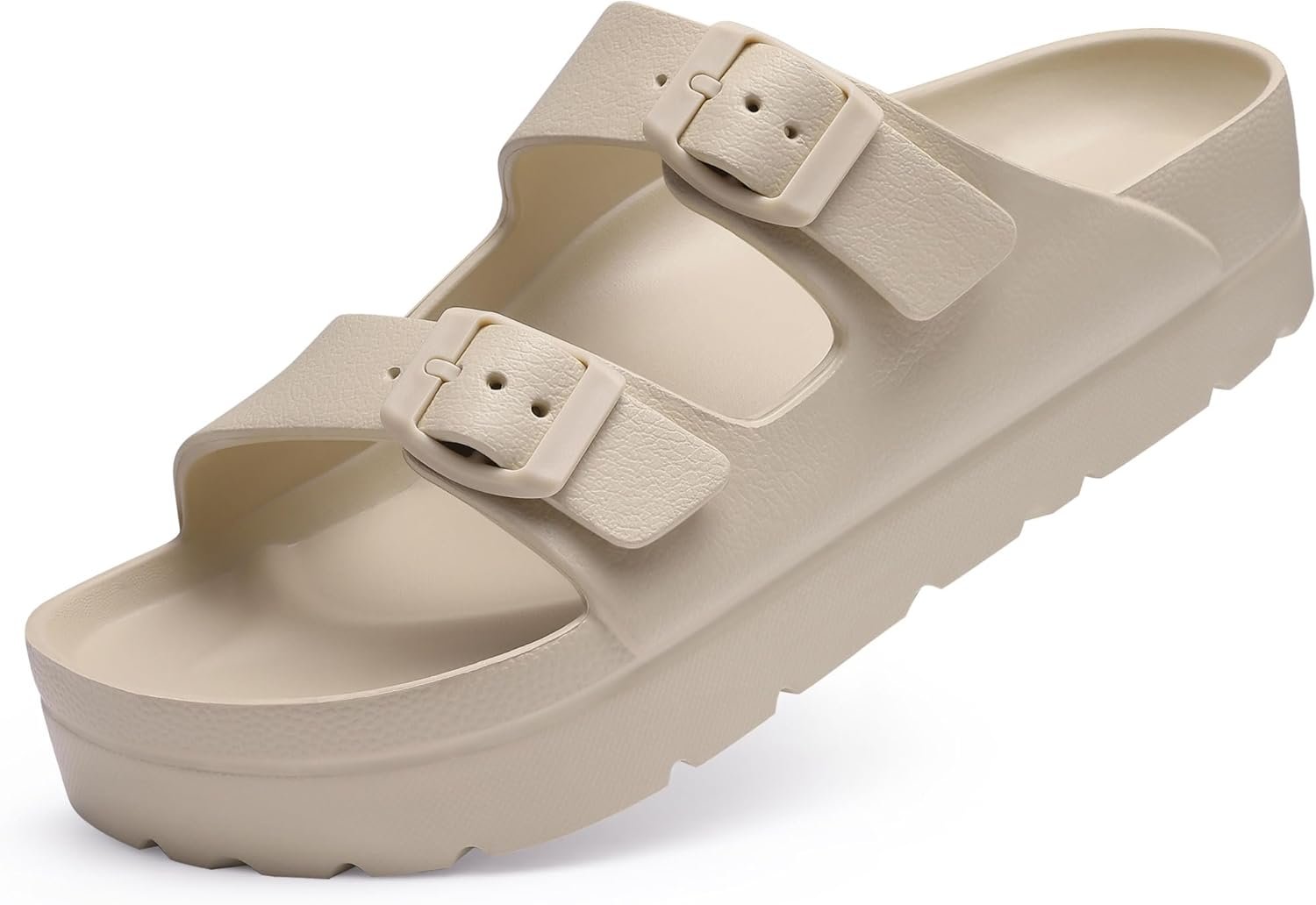 Women’s Platform Sandals with Arch Support, Chunky Lightweight Foam Slip on Slides, Comfortable Summer Beach Sandals with Adjustable Buckle