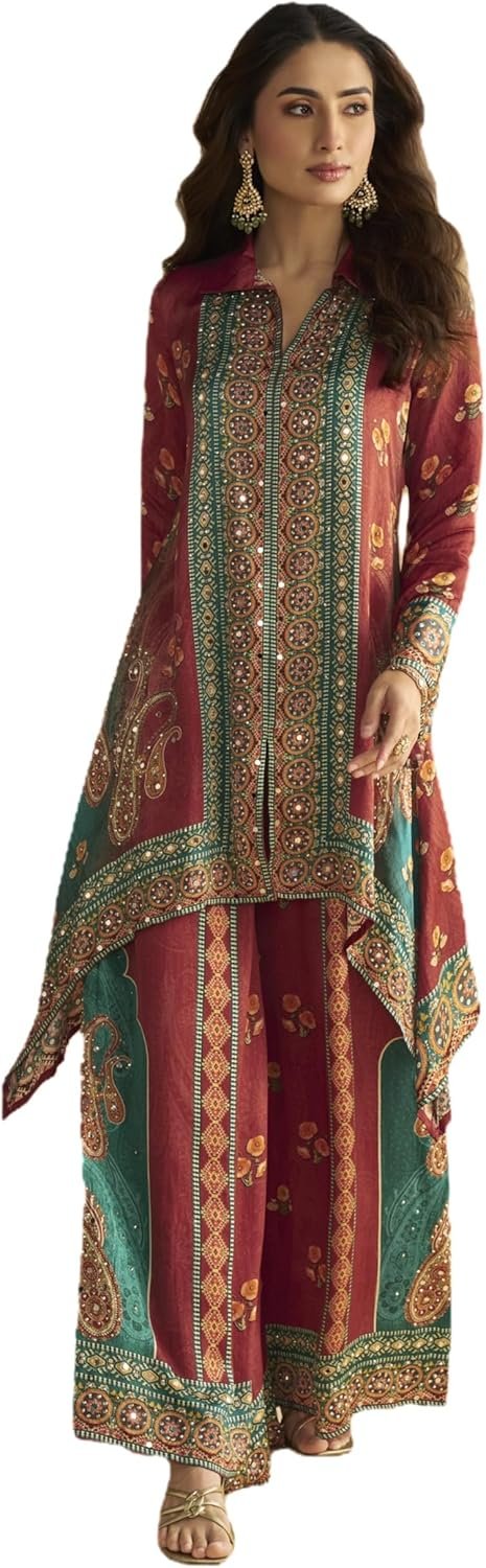 STELLACOUTURE indian ready to wear salwar kameez silk Co-ord set suit eid festival wedding party for women 2949-O