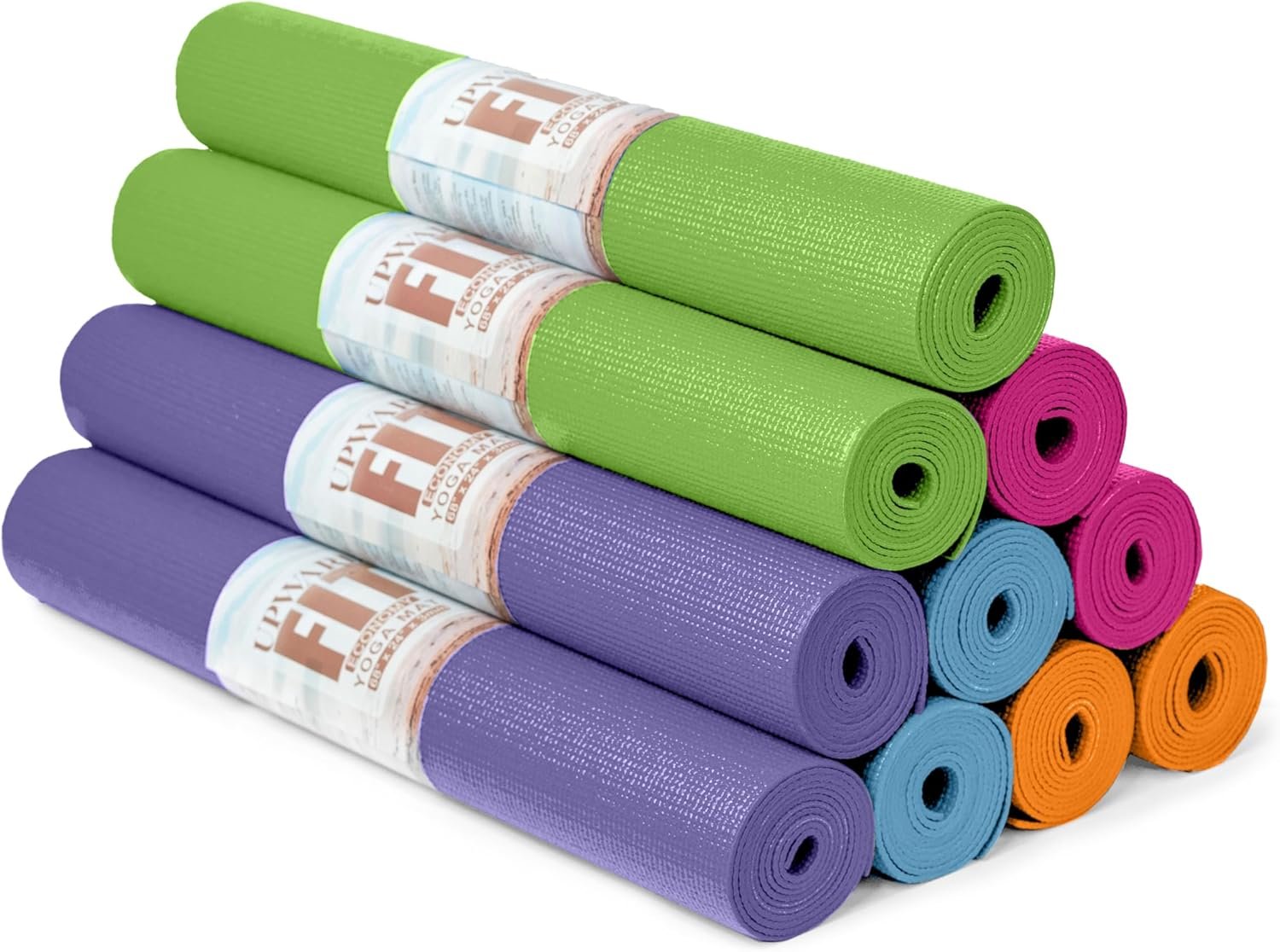 10 Pack Economy Yoga Mat, 68″ x 24″ Non Slip Exercise Mat, 3mm Thick Gym Mat, Bulk Non Toxic Yoga Mats for Home Workout and Studios