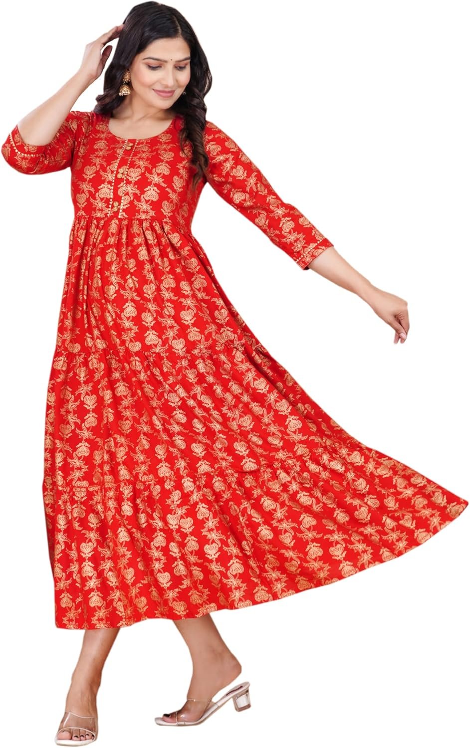 Indian Women’s wear Red Rayon Ethnic Dress Long Gown
