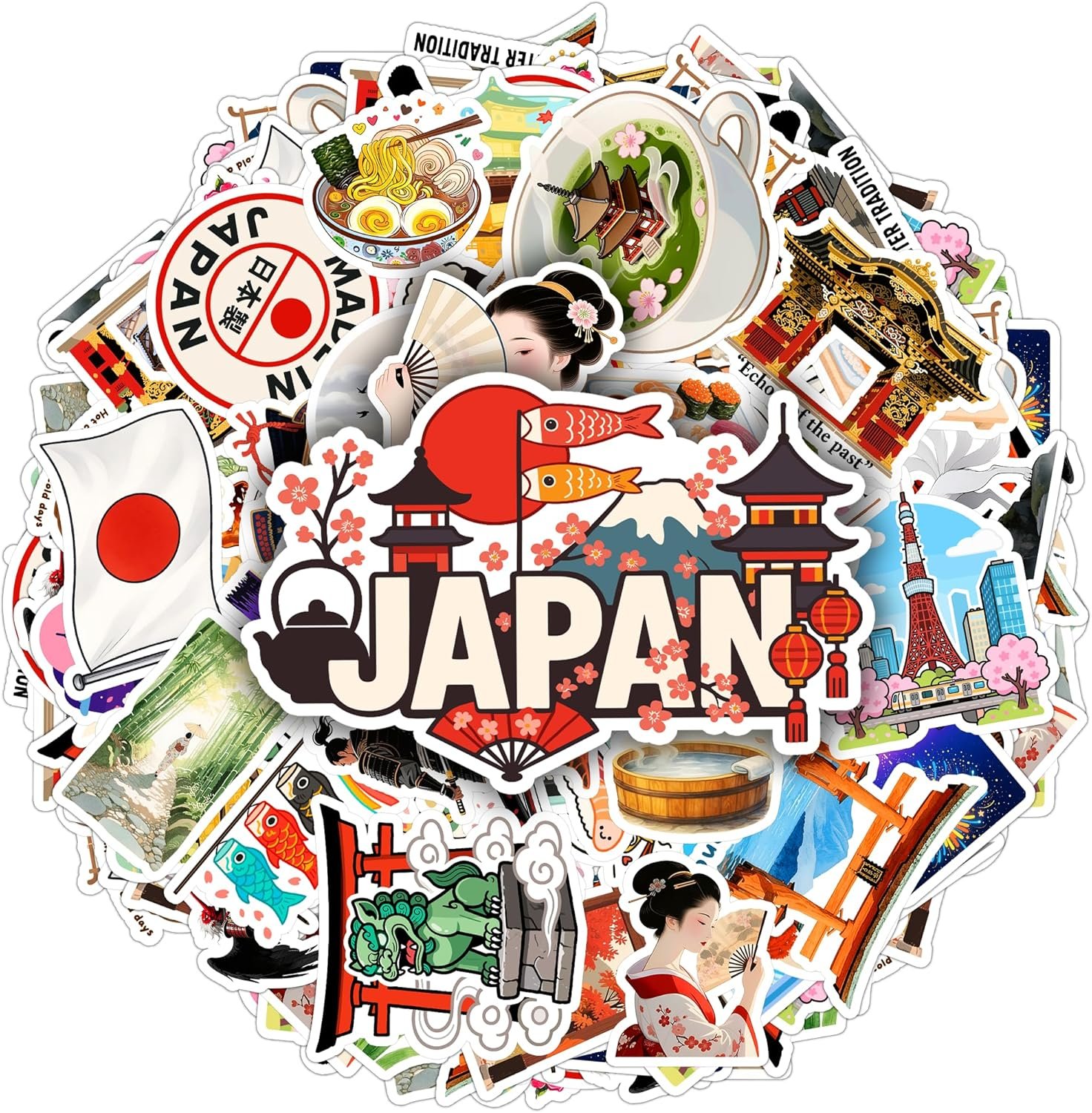 100 Pieces Japan Sticker Japanese Travel Stickers Vinyl Waterproof for Teens Adults Car, Wall Decor Tokyo Decal, Hard hat Scrapbook Laptop Phone Birthday Christmas Gift for All Ages Wall Decor