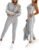 CHICME Women’s Three Piece Outfits Striped Tape Patch Tank Tops Bomber Jacket with Sporty Pants Tracksuit Lounge Sets