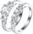 2Ct 925 Sterling Silver Cubic Zirconia 3 Stone Round Cut Wedding Ring Set CZ Engagement Ring for Women
