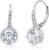925 Sterling Silver Cubic Zirconia Halo Lever Back Dangle Bridal Earrings for Women